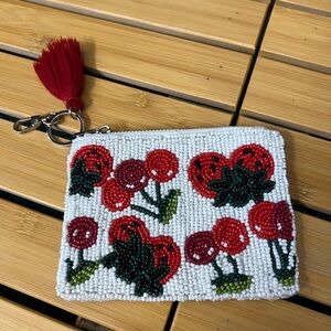 Sol and Mer Beaded cherry and strawberry coin pouch card holder